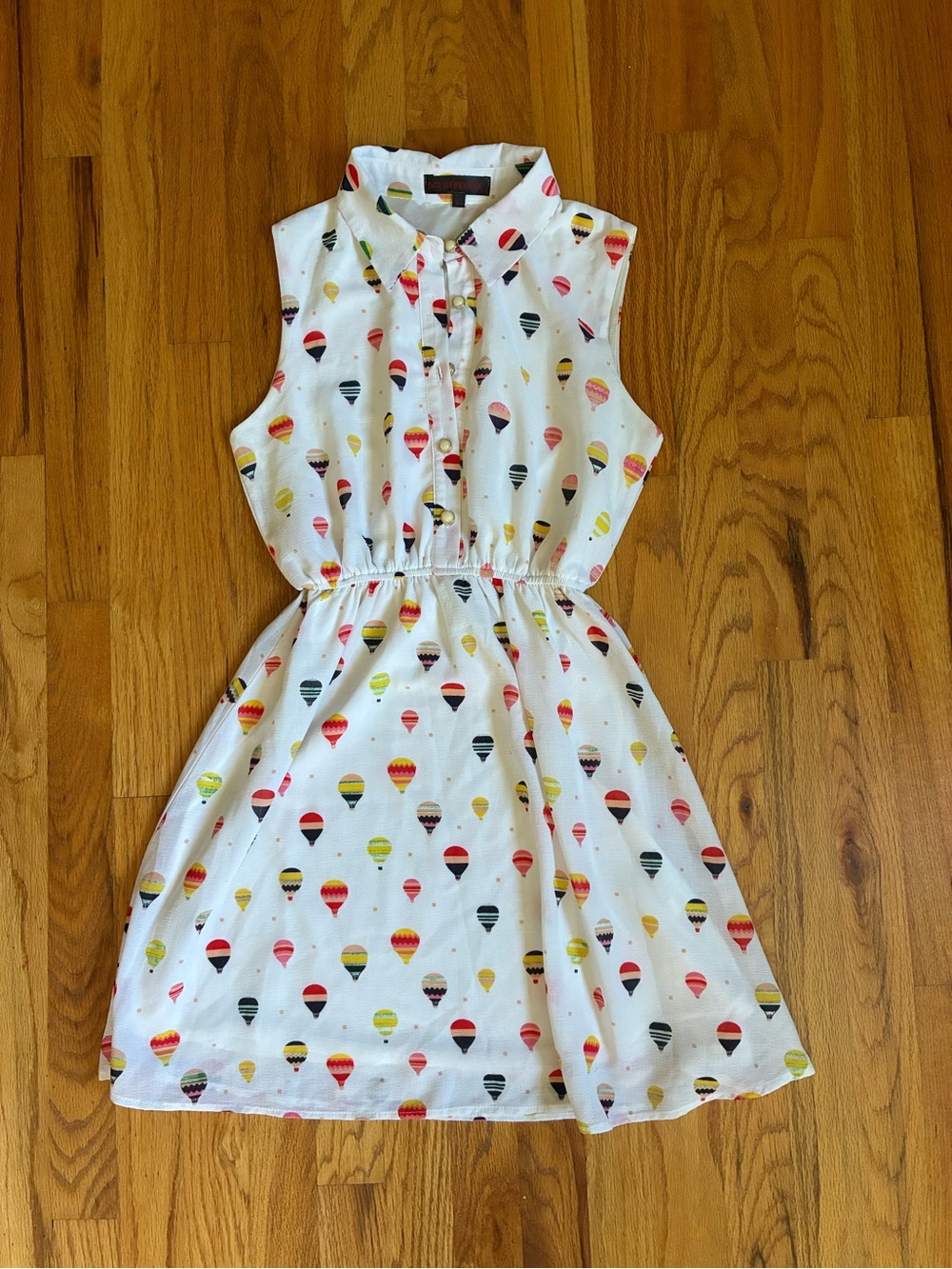 Hot Air Balloon Print Sleeveless Shirt Dress